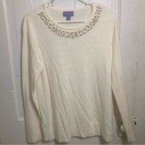 NWT Laura Scott long sleeve beaded collar dress shirt size large